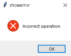 Python showerror message