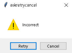 Python askretrycancel message