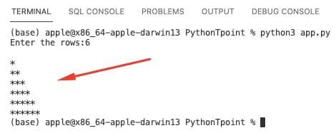 Python Pyramid using nested loop