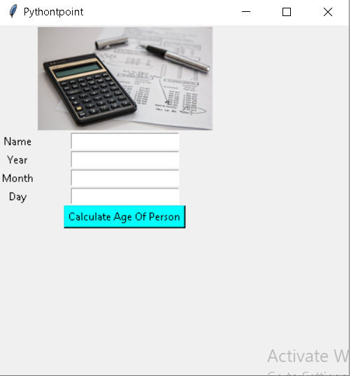 Python Tkinter Age calculator