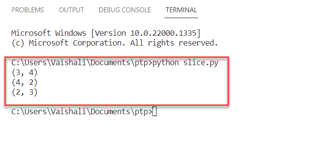 Slicing the python tuple