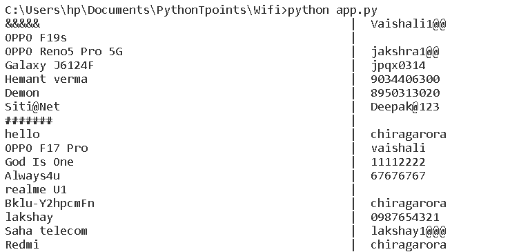 How to find wifi passwords using python?