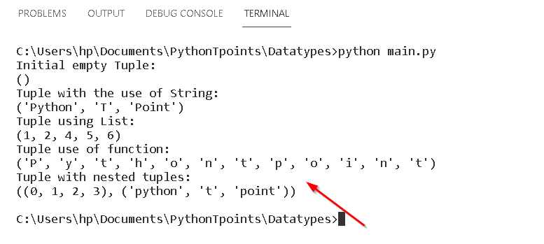 Python tuple data type