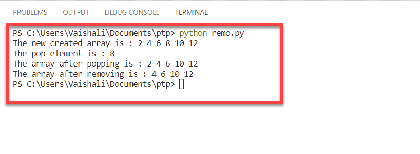 Removing element from the array